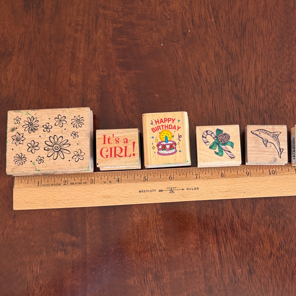 Wooden Rubber Stamp Set with Various Designs